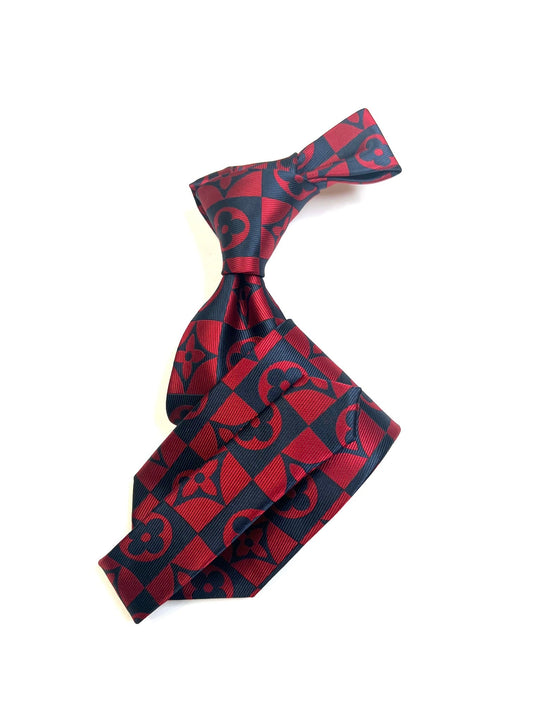 LV Square 1 | Red & Navy | Tie & Pocket Square
