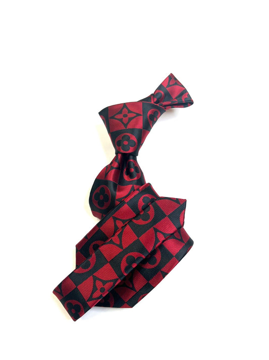 LV Square 2 | Red & Black | Tie & Pocket Square