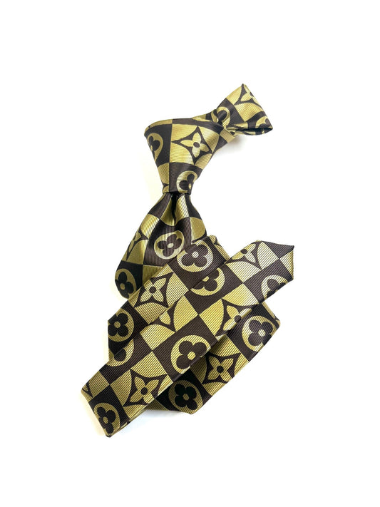 LV Square 4 | Brown & Tan | Tie & Pocket Square