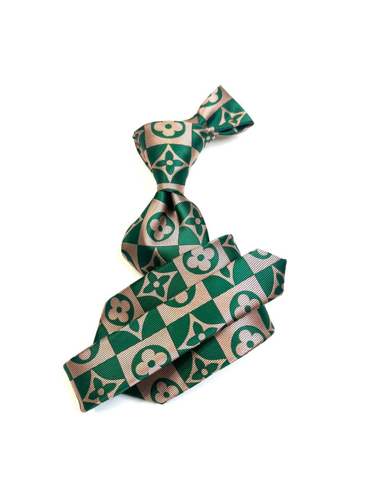 LV Square 5 | Green & Gold | Tie & Pocket Square