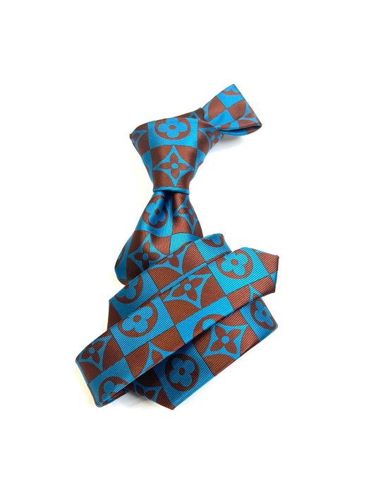LV Square 6 | Rust & Teal | Tie & Pocket Square
