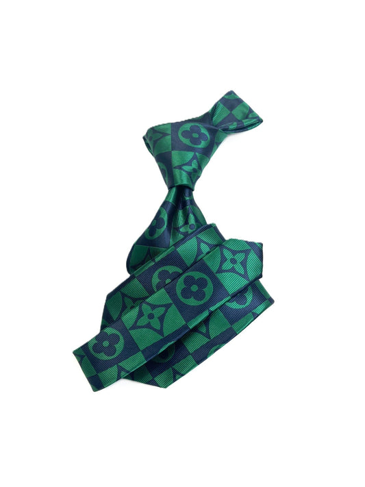 LV Square 7 | Green & Navy | Tie & Pocket Square