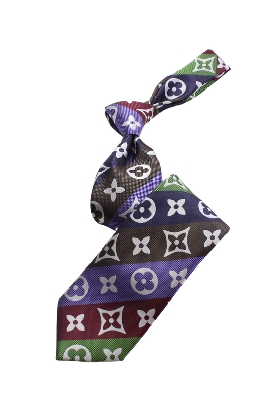 LV Stripe A3 | Brown/Wine/Purple/Green | Tie & Pocket Square
