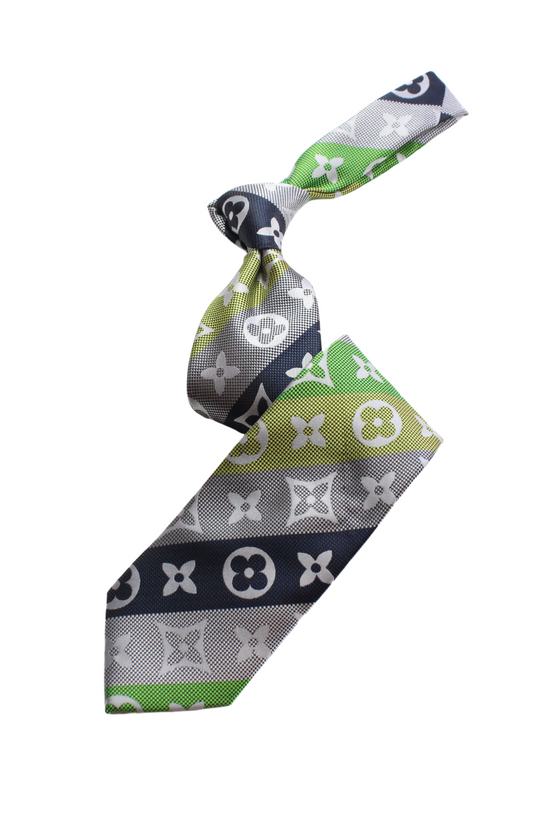 LV Stripe A4 | Navy/Grey/Yellow/Green | Tie & Pocket Square