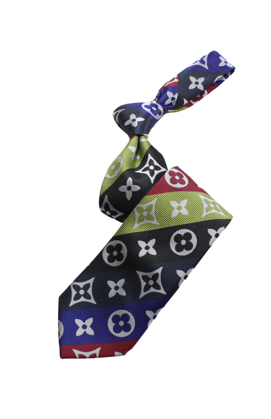LV Stripe A6 | Black/Red/Navy/Lime | Tie & Pocket Square