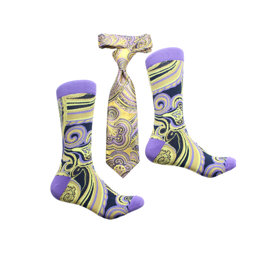 Messi 4 | Gold & Purple Paisley | Tie & Sock Combo