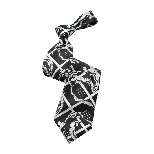 MIB B3 | Black & White Paisley Geometric | Necktie