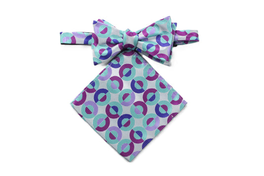 Nehemiah 4  | Multi Color Seafoam Geometric | Bowtie & Pocket Square