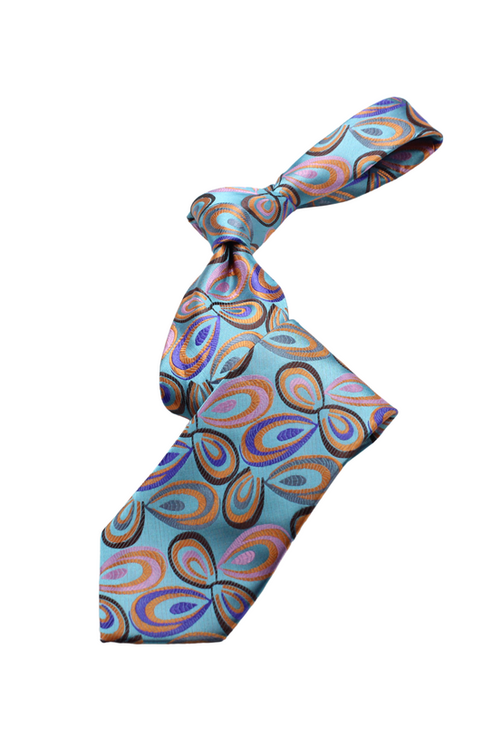 Canal 1 | Multi Color Teal Geometric | Tie & Pocket Square