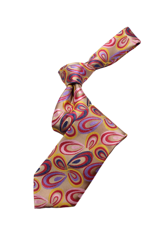Canal 2 | Multi Color Taupe Geometric | Tie & Pocket Square