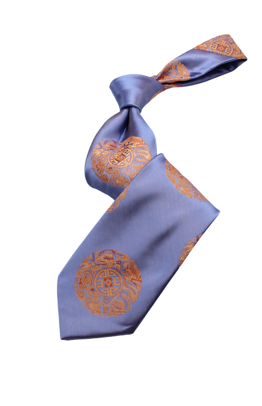 Wall Of China 1 | Blue & Orange Geometric | Necktie