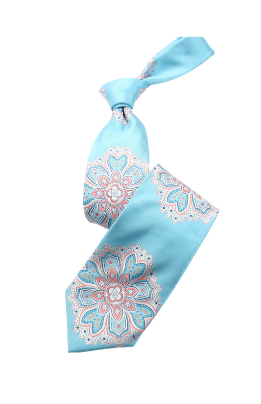 Capetown 2 | Teal & Coral Floral | Necktie