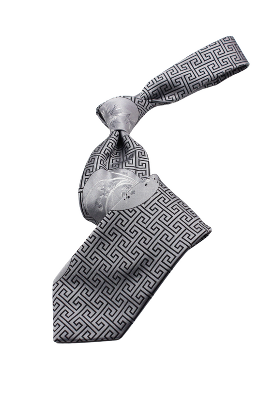 Armenia 1 | Grey Geometric | Tie & Pocket Square