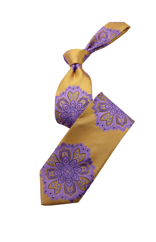 Capetown 4 | Gold & Purple Floral | Necktie