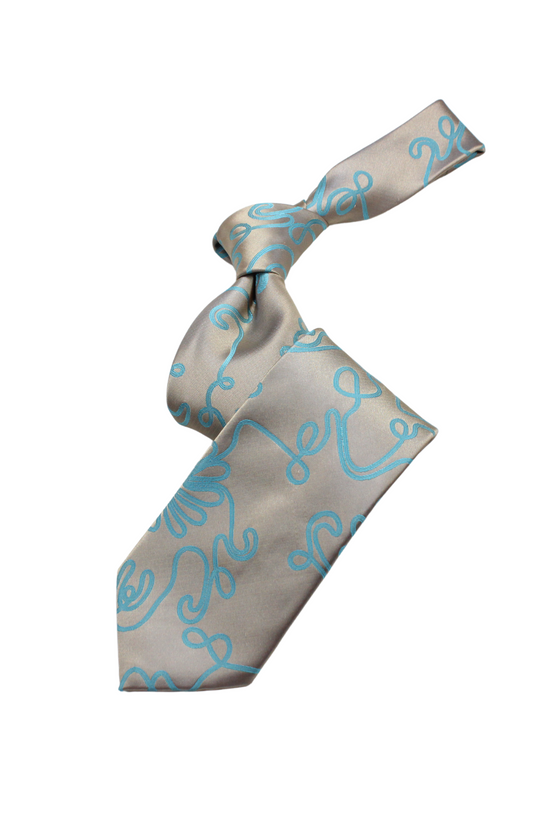 Palm Island 6 | Taupe & Teal Geometric | Necktie