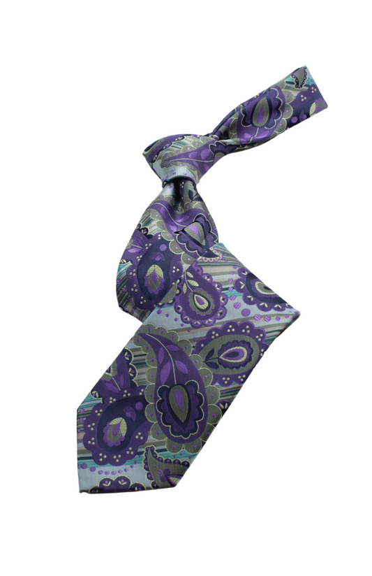 Portofino 6 | Purple & Green Paisley | Tie & Pocket Square