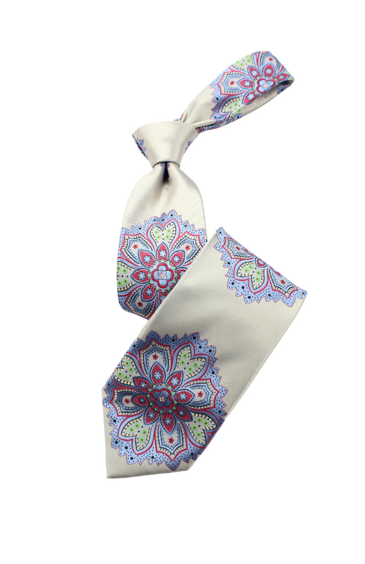 Capetown 1 | Taupe Sky & Red Floral | Necktie