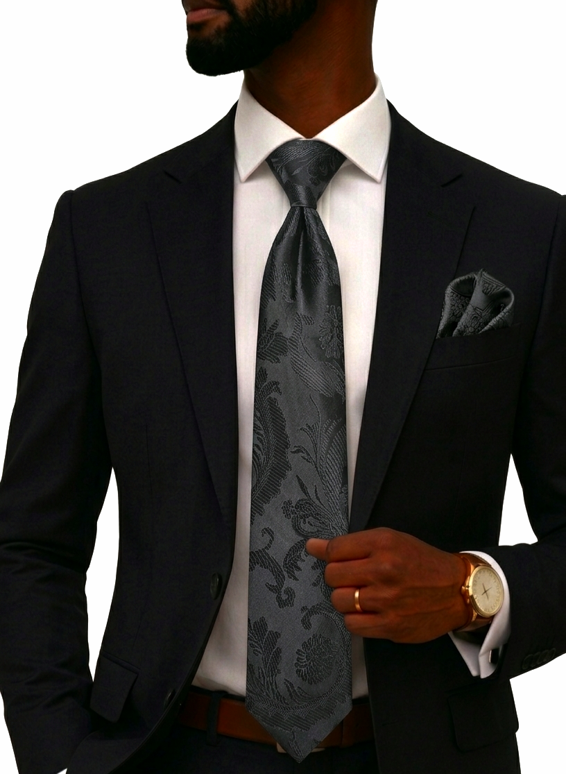 MEN IN BLACK A3 | PAISLEY FLORAL | TIE & POCKET SQUARE
