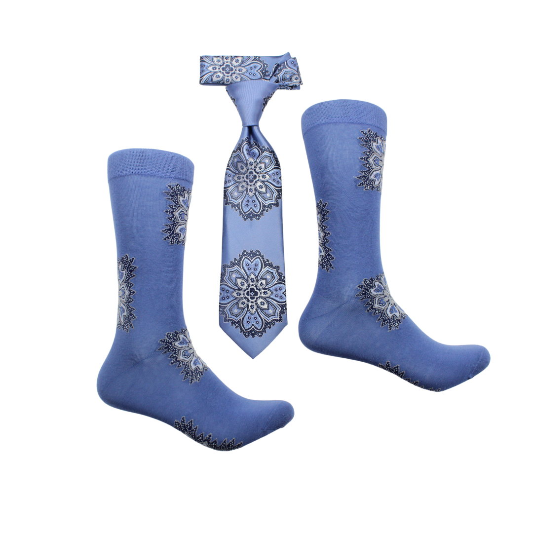 Synthetix 9 | Sky & Navy Geometric | Tie & Sock Combo