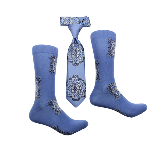 Synthetix 9 | Sky & Navy Geometric | Tie & Sock Combo