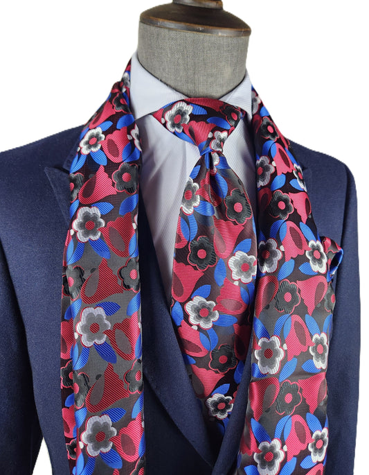 Victorian Falls 3 | Red & Royal Floral | Single Scarf