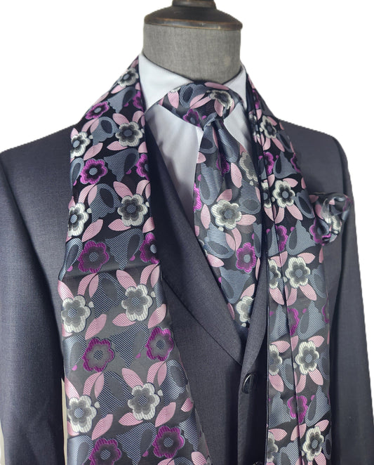Victorian Falls 9 | Grey & Pink Floral | Single Scarf