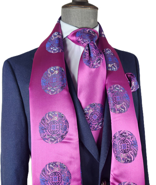 Wall of China 7 | Magenta & Navy  Geometric | Single Scarf